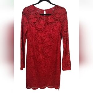 IZ Byer Women's Red Lace Lined Bodycon Dress Size XL
